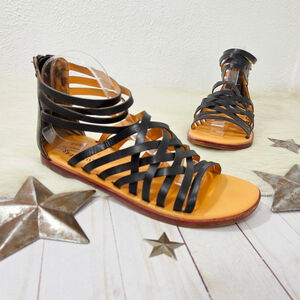 Kork-ease Palmyra sandals black gladiator strappy leather women's size 10